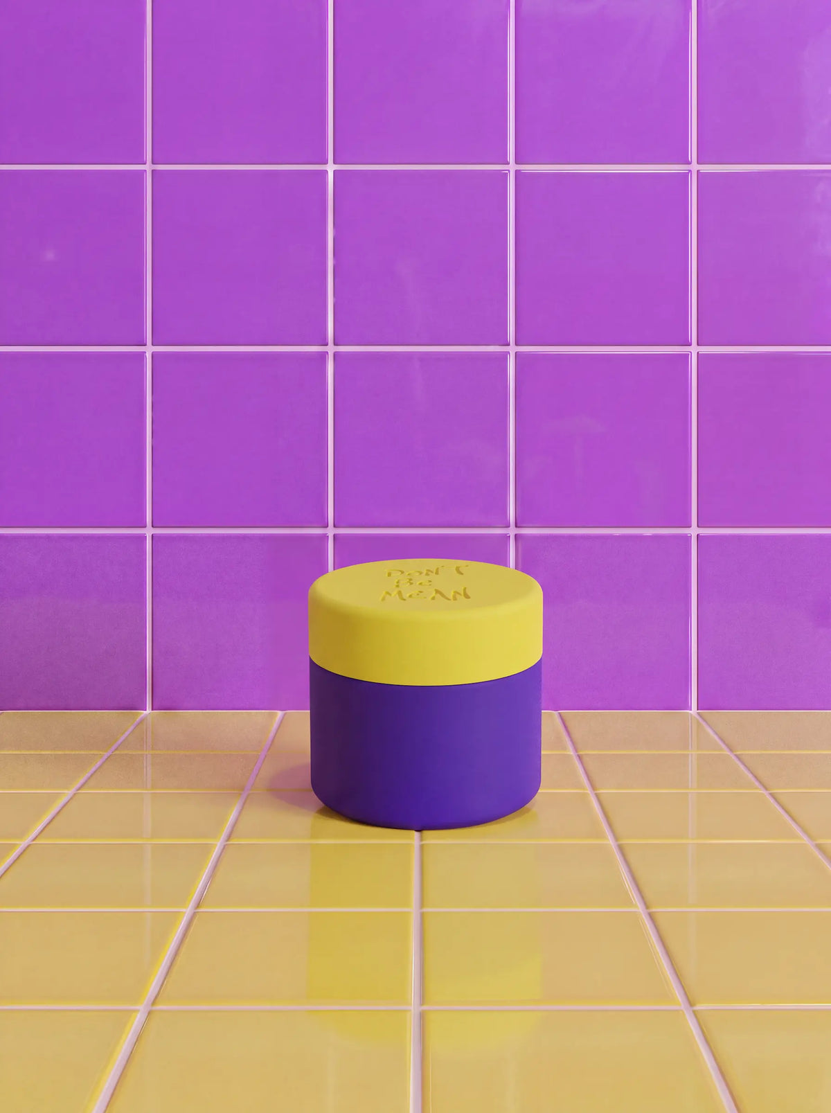 Mini Just in Case silicone travel case for one bar, purple with yellow lid