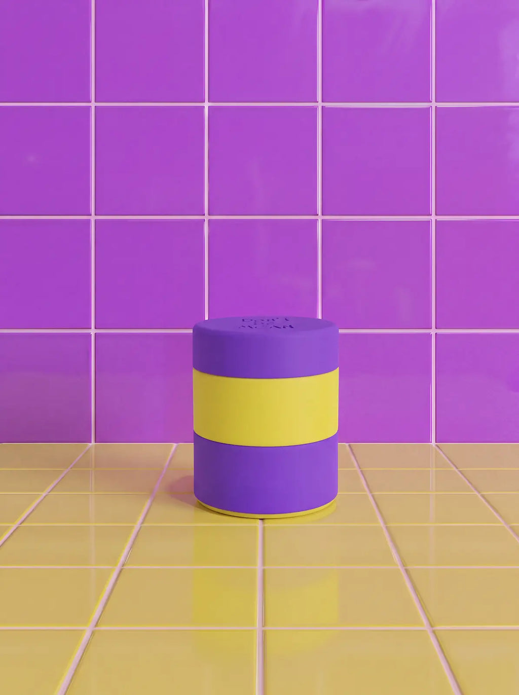 Just in Case silicone travel case for two bars, purple with yellow band, closed