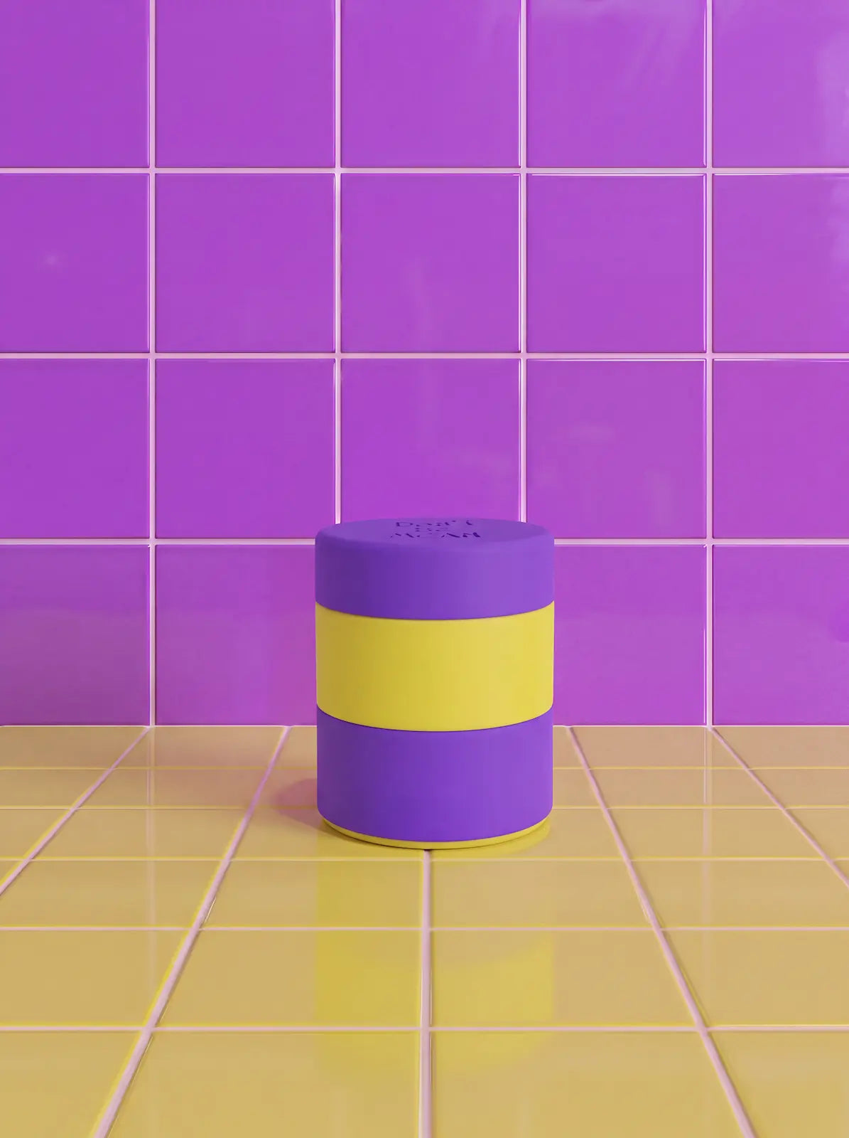 Just in Case silicone travel case for two bars, purple with yellow band, closed